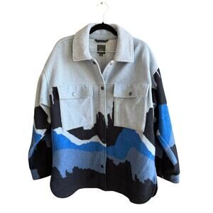 Wild Fable Blue Desert Southwestern Shacket Snap Jacket Oversized Womens M, EUC